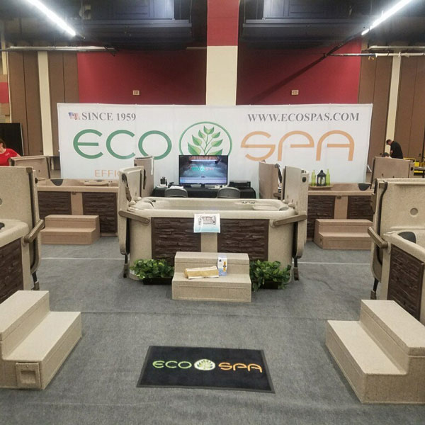 Eco Spa showroom with hot tubs on display