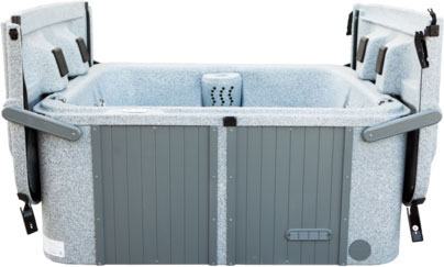Hard top hot tub in greystone color